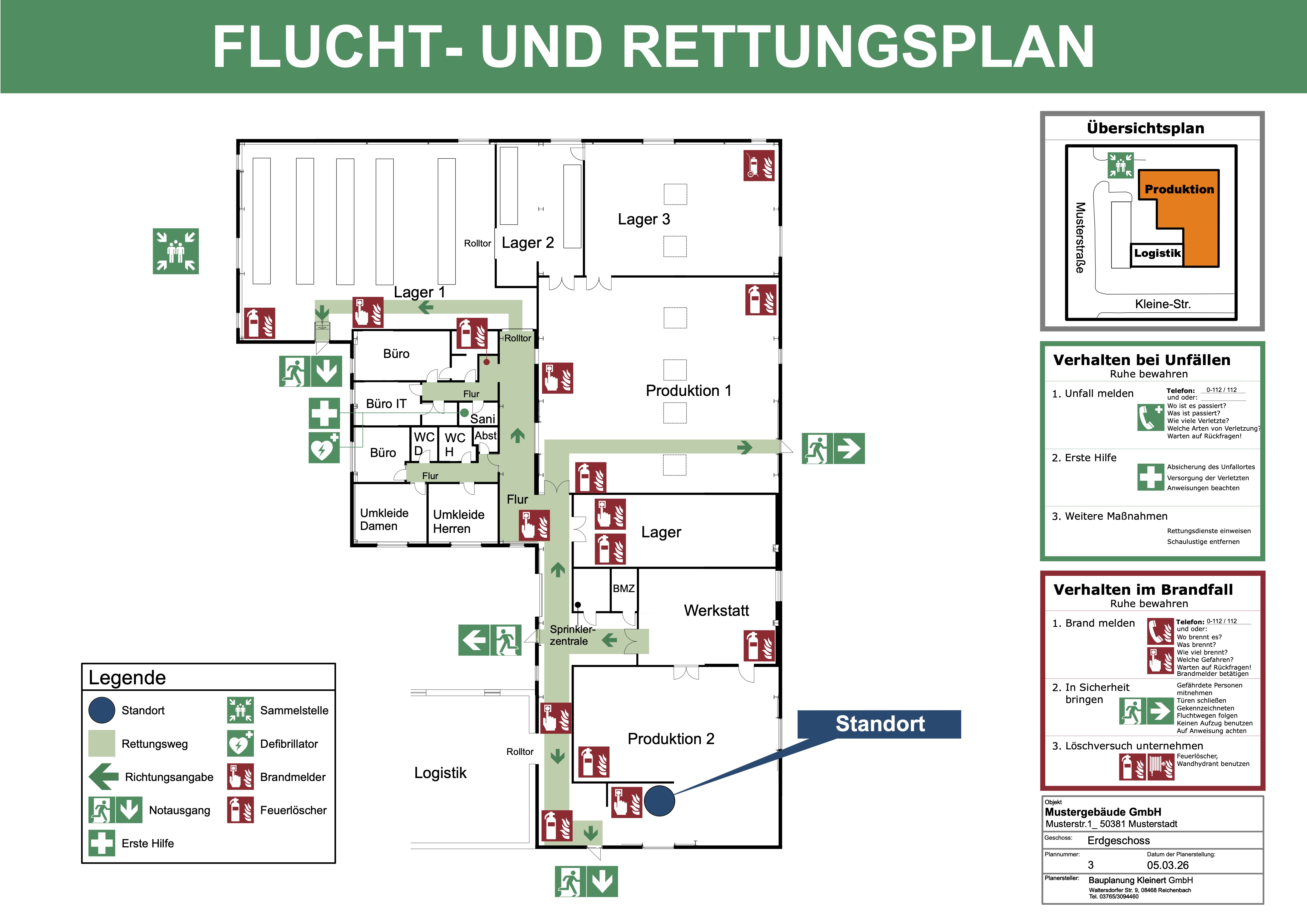 Flucht- und Rettungsplan Mustergebäude